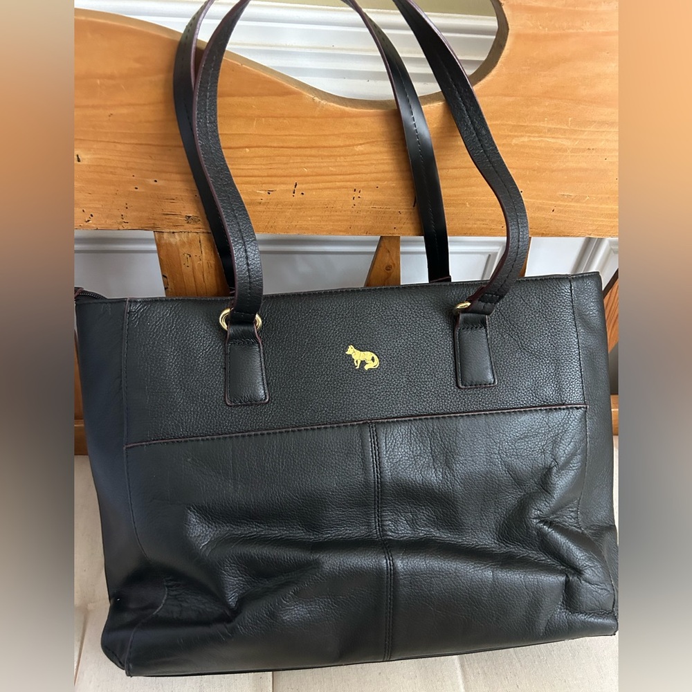 Emma Fox--Park Avenue Black Leather Tote
